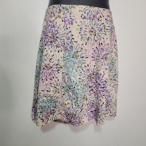 Lane bryant cream with purple/blue burst print skirt